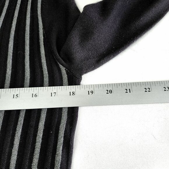 Daisy Fuentes Sweater Dress Tunic Womens Large Black Gray Striped Scoop Neck - Picture 8 of 10